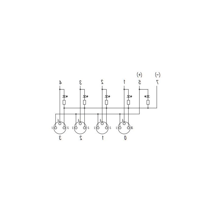 M8分线盒、PNP、4端口分体式、带LED、M12集成接口基座、23P4S1